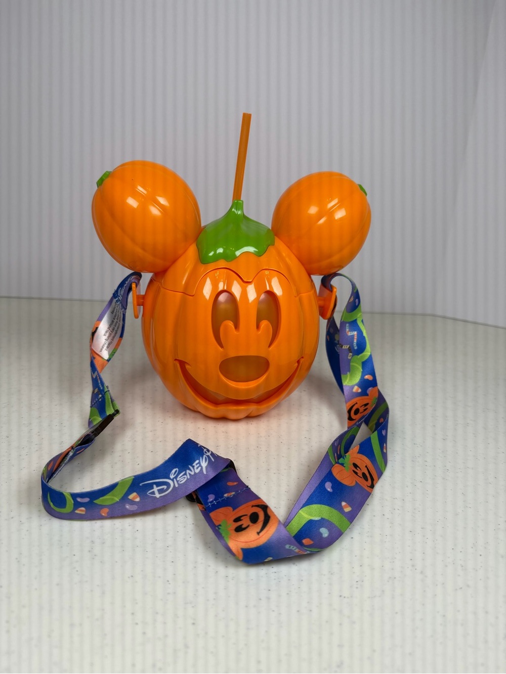 Disney Parks Mickey Jack-O-Lantern Sipper Bottle with Lanyard 2024 Halloween